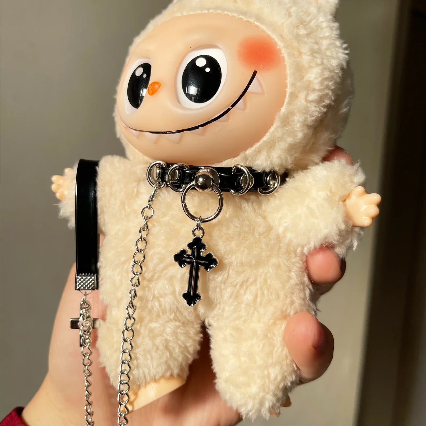 17cm Labubu Doll Necklace Choker – Leadrope Accessory for 6.5-inch Cotton Dolls