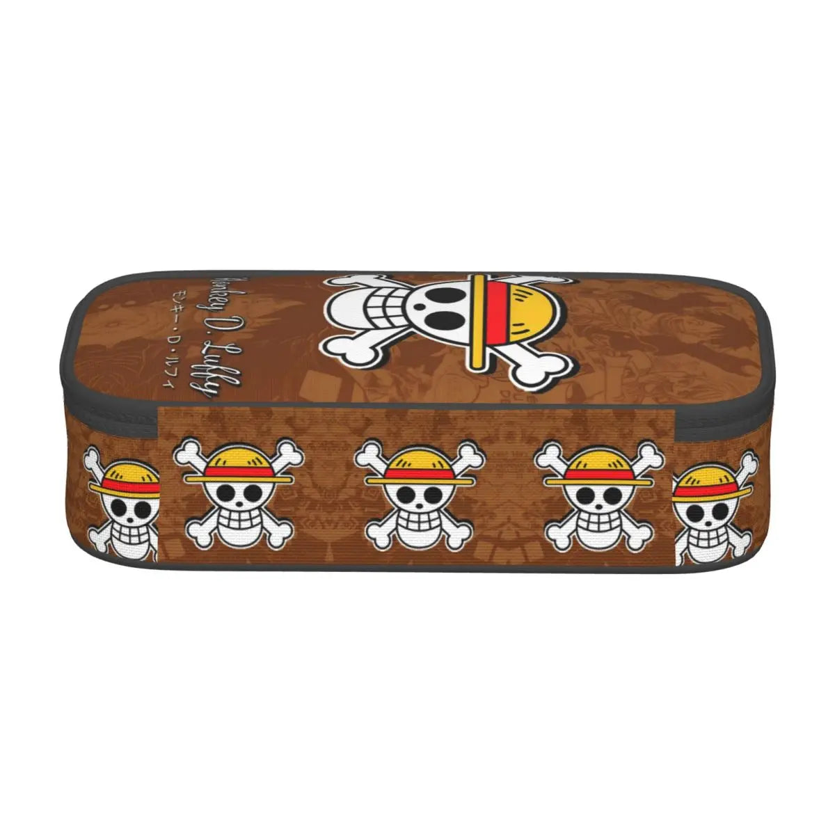 Cute Custom One Piece Pencil Case – Large Capacity Straw Hat Pirates Skull Stationery Bag for Boys & Girls