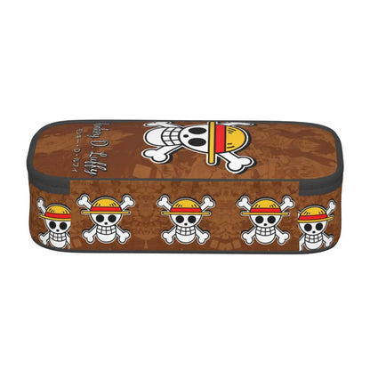 Cute Custom One Piece Pencil Case – Large Capacity Straw Hat Pirates Skull Stationery Bag for Boys & Girls