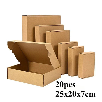 20/10PCS Corrugated Box Mailers – Brown Kraft Cardboard Shipping Boxes for Durable Packaging & Mailing
