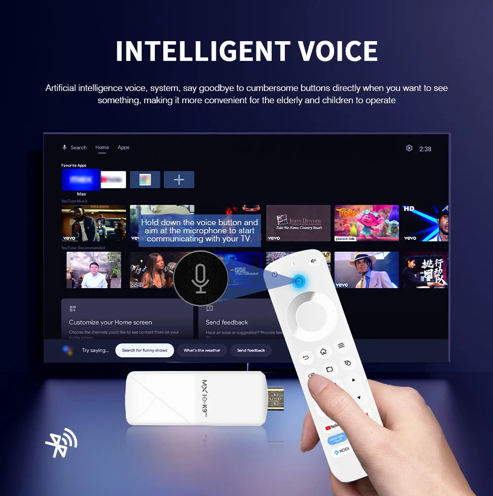 MX10 K9 PRO TV Stick – Android 13, 8K/4K Support, WiFi 6, Allwinner H618 Quad-Core, Voice Remote Smart TV Box