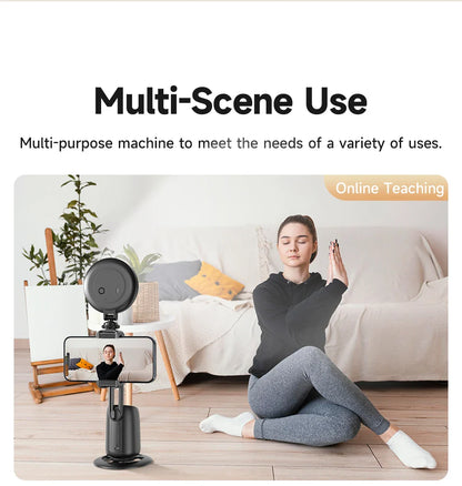 AI Smart 360° Gimbal with Auto Face Tracking – All-in-One Phone Holder & Video Stabilizer Tripod