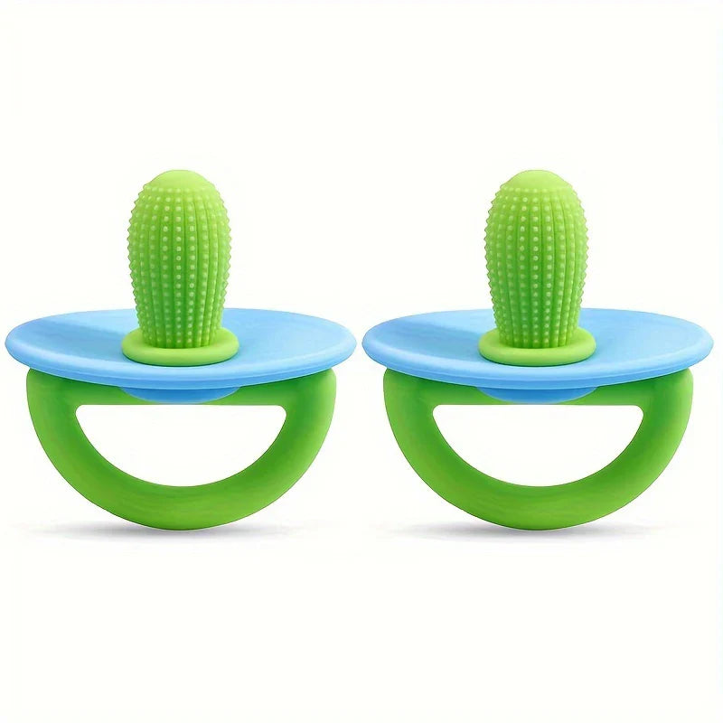 Silicone Teether Ring – Pacifier-Style Soft Teething Tool with Molar Massage Dots