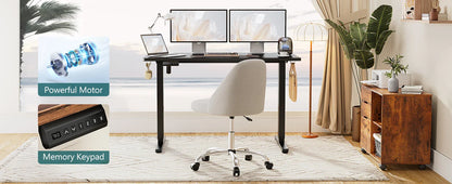 Electric Standing Computer Desk – Height Adjustable Ergonomic Workstation with Metal Frame for Home or Office