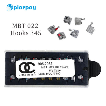 PIORPOY Dental Braces Kit – Orthodontic Metal Brackets MIM Monoblock Roth MBT 022 018 with Hooks for Teeth Treatment