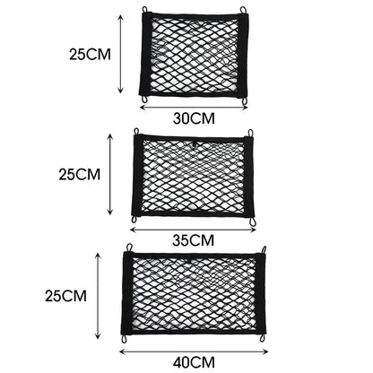 Car Storage Net Bag Organizer with Screws – Elastic Mesh Cargo Pocket Holder for Auto, Rear Trunk & Boat Storage