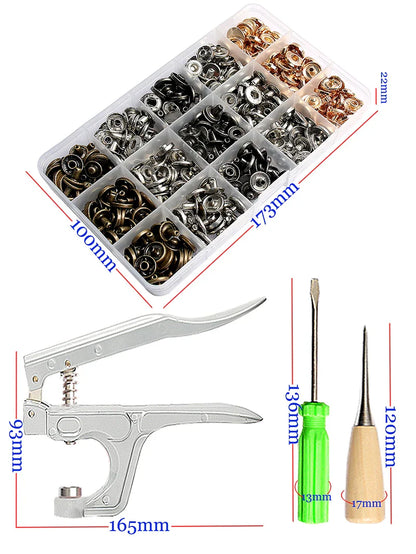 Metal Snap Fasteners Button Kit with Installation Pliers – Sewing Accessories for Jackets, Clothing & Leather Craft