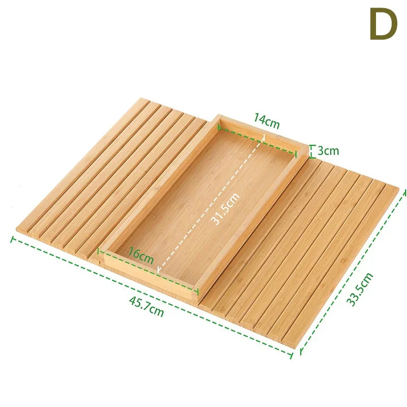 Bamboo Couch Cup Holder – Anti-Slip Foldable Sofa Armrest Tray for Cups, Snacks & Remote Control   1/2