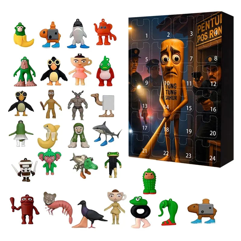 Italian Brainrot Christmas Advent Calendar – Exclusive 24-Piece TungTung Sahur Figure Countdown Gift