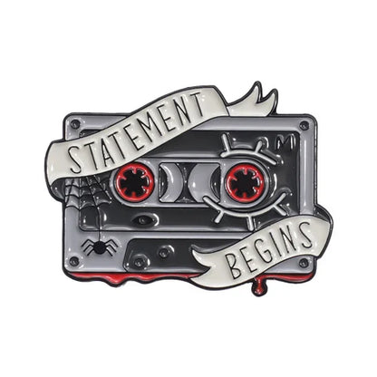 Magnetic Tape Music Series Metal Brooch – Versatile Clothing, Necklace & Badge Accessory with English Style