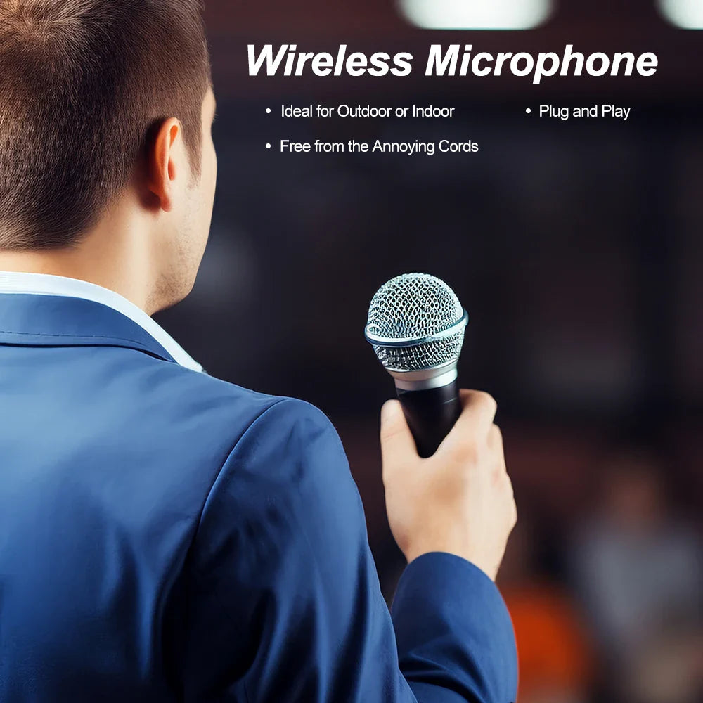 Wireless UHF 2-Channel Handheld Microphone – Professional Mic for Party, Karaoke, Church & Meetings