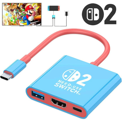 Switch 2 Dock HDMI 4K USB 3.0 Hub Adapter – Portable Docking Station & USB Splitter for NDS, Switch 2, Laptops, PC, iPad & MacBook