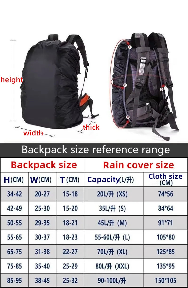 Reflective Waterproof Backpack Rain Cover 20-100L – Outdoor Safety Cover for Night Cycling, Hiking & Camping