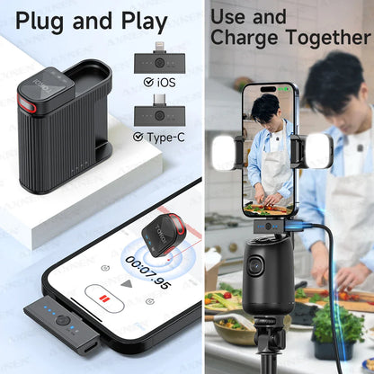 Mini Wireless Lavalier Microphone – Professional 360° Pickup with ENC Noise Reduction for iPhone, Android & Type-C Devices