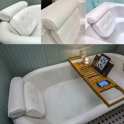 Spa Bathtub Pillow with Anti-Slip Suction Cups – Neck and Back Support for Bathtub and Bathroom Accessory
