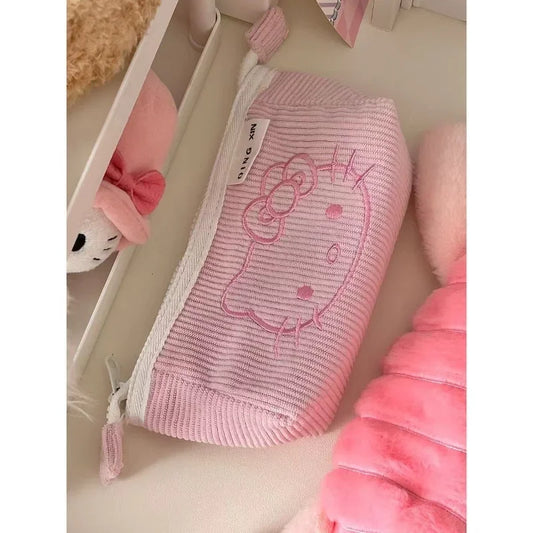 Kawaii Hello Kitty 2 Layered Large Capacity Pencil Bag – Cute Cartoon Student School Pencil Box, Gifts for Girls