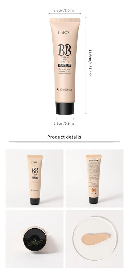 6-Color BB Cream Concealer – 30ml Natural Face Primer & Coverage Foundation