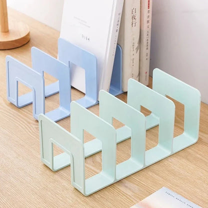 4 Grid Bookends Stand – Desktop Decor and Storage Rack for Books, School Stationery, and Office File Organization