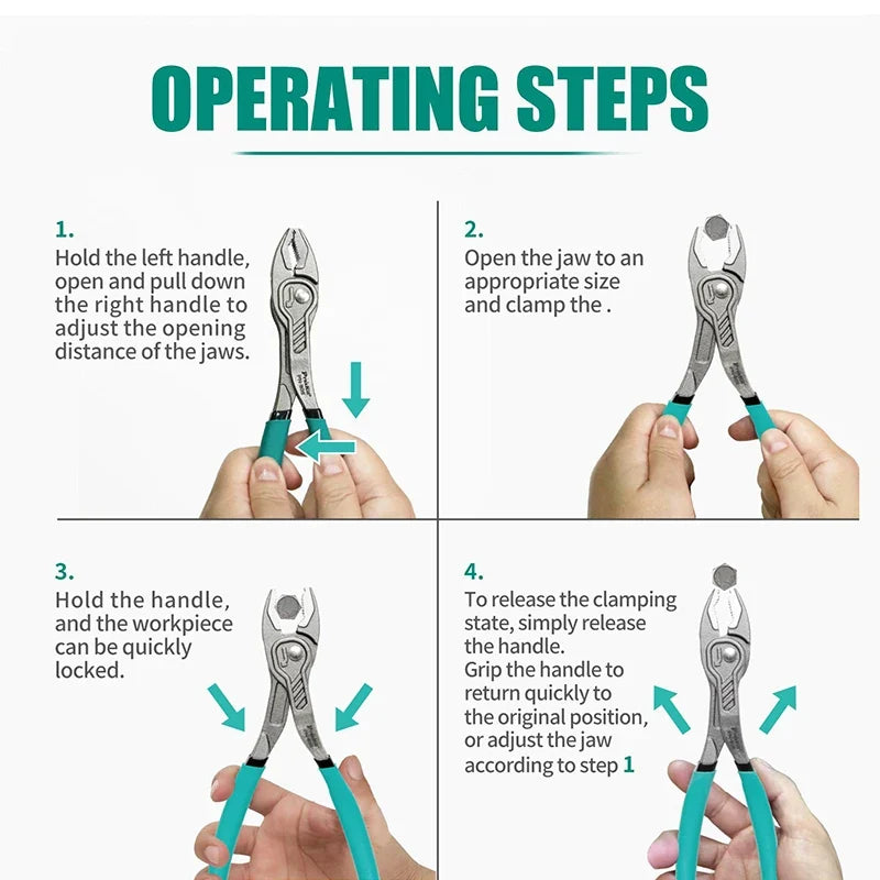 Pro’sKit PN-808 8-Inch Multifunctional Pliers - Adjustable Water Pump, Pipe & Groove Joint Pliers