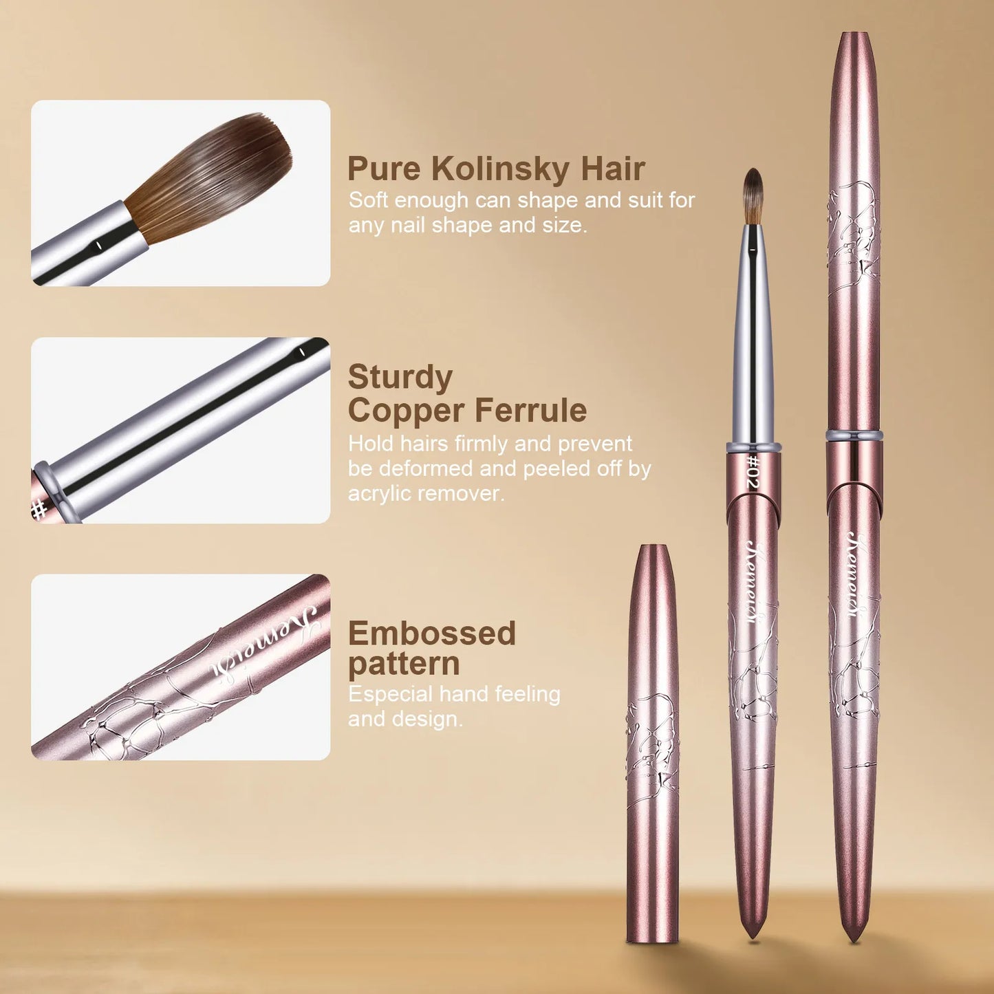 Premium Kolinsky Acrylic Nail Brush with Round Shaped Handle - High-Quality Bristles for Precise Acrylic Application - Nailar's Choice for Stunning Nail Art