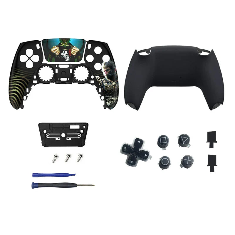PS5 Controller Case — Limited Edition Gold Wukong Touchpad Front & Backplate Replacement Cover for BDM-010 Gamepad