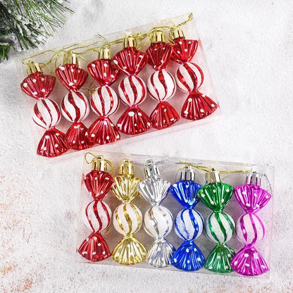 6PCS Christmas Candy Cane & Lollipop Hanging Ornaments – Festive Tree Pendants for Home Holiday Decor