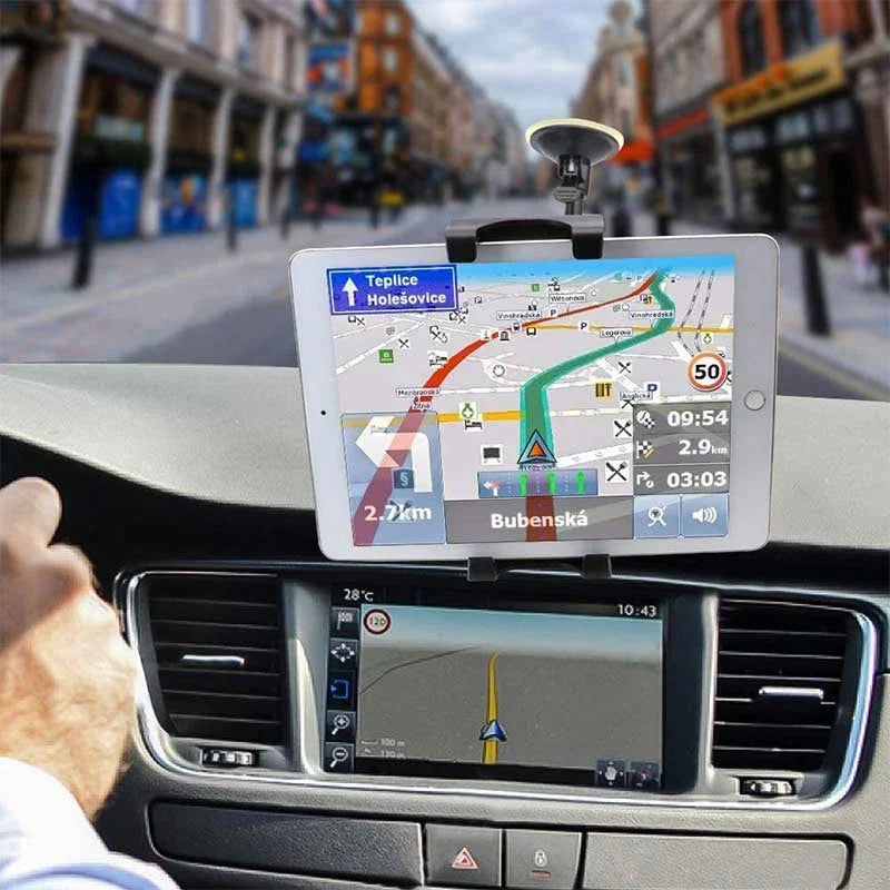Universal Tablet & Phone Car Mount — Long Arm Windshield Stand for 4–13.5” iPhone, iPad, GPS