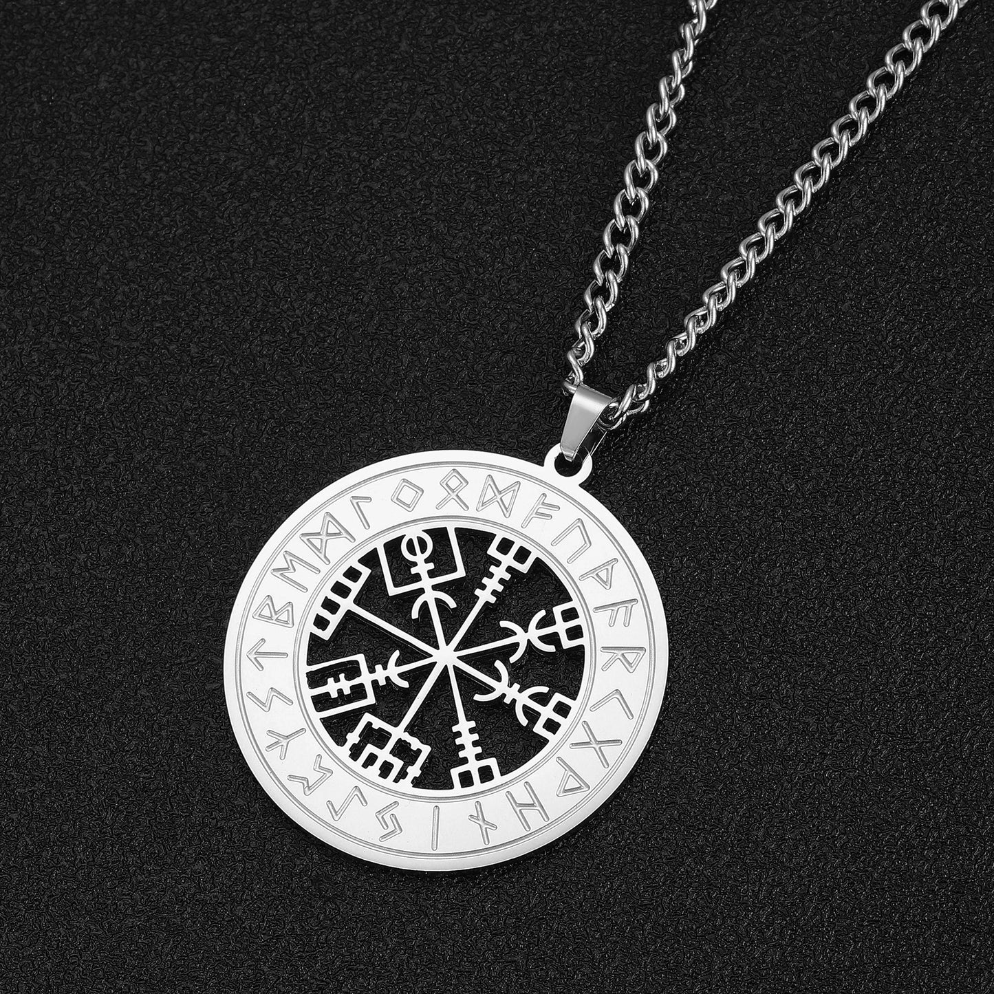 Viking Nordic Rune Compass Necklace – Stainless Steel Triquetra Amulet Pendant Jewelry Gift