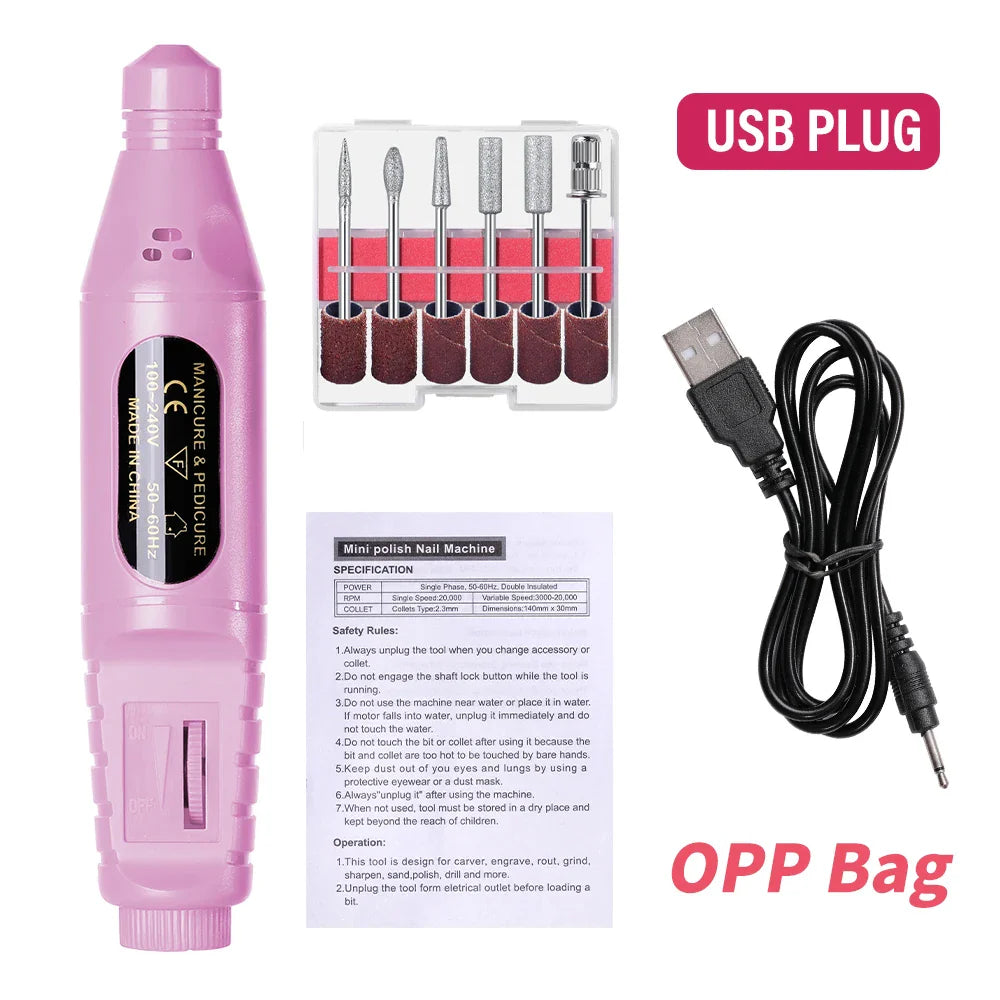 LINMANDA 6-in-1 Electric Nail Drill Kit – Portable Manicure Machine for Nail Filing, Polishing & Removal Tools