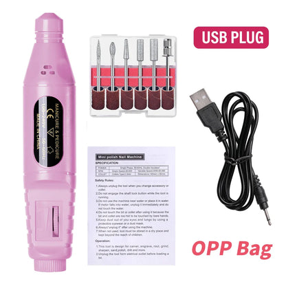 LINMANDA 6-in-1 Electric Nail Drill Kit – Portable Manicure Machine for Nail Filing, Polishing & Removal Tools