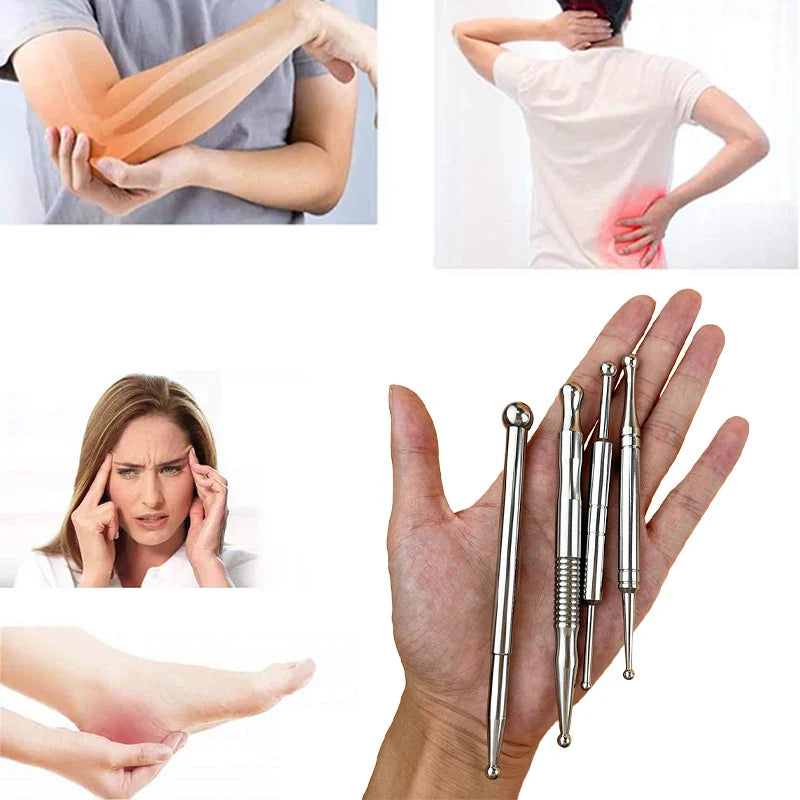 Manual Acupuncture Pen with Terahertz Energy Stone | Trigger Point Massager Stick for Face & Body Relaxation