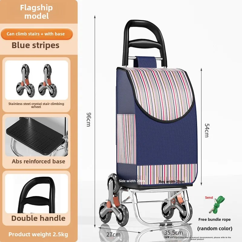 Foldable Outdoor Shopping Cart - Waterproof Large Capacity Utility Cart with Stair-Climbing Wheels