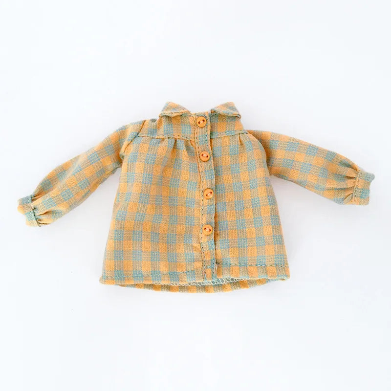 Casual Blythe Doll Clothes – Romper, Plaid Pants & Long Sleeve Top for Licca, Azone, OB24/OB27 Dolls