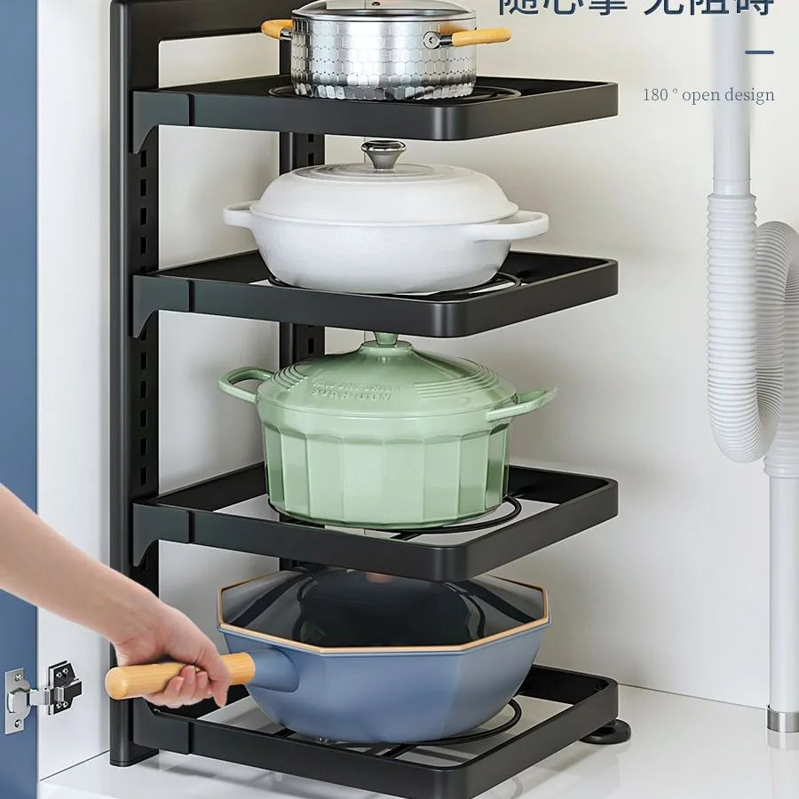 Kitchen Stainless Steel Organizer Set — Multi-Layer Storage Racks, Shelves, Sinks & Household Cabinets