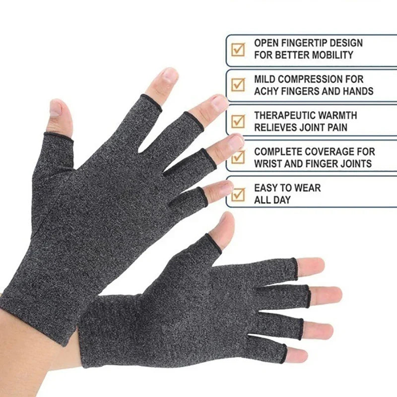 1 Pair of Fingerless Compression Gloves for Hand Discomfort Relief