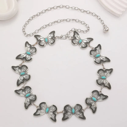 Designer Women’s Silver Waist Chain Belt – Retro Bohemian Ethnic Style for Skirts & Jeans