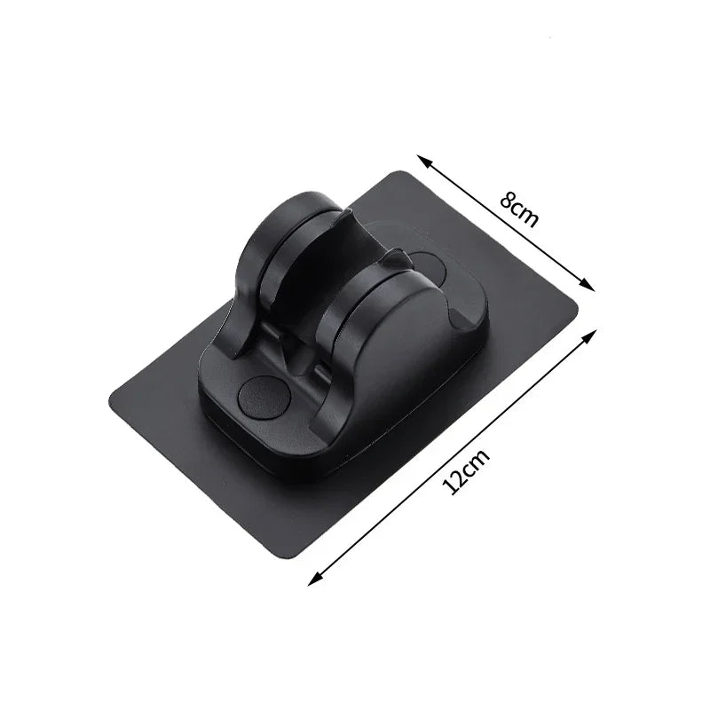 Adjustable Shower Head Holder with Suction Cup – No-Drill Black Wall Mount Bathroom Accessory