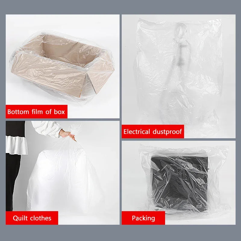 50PCS White Large Plastic Garbage Bags – Thickened Transparent Disposable Storage Bags for Bedding & Household Use