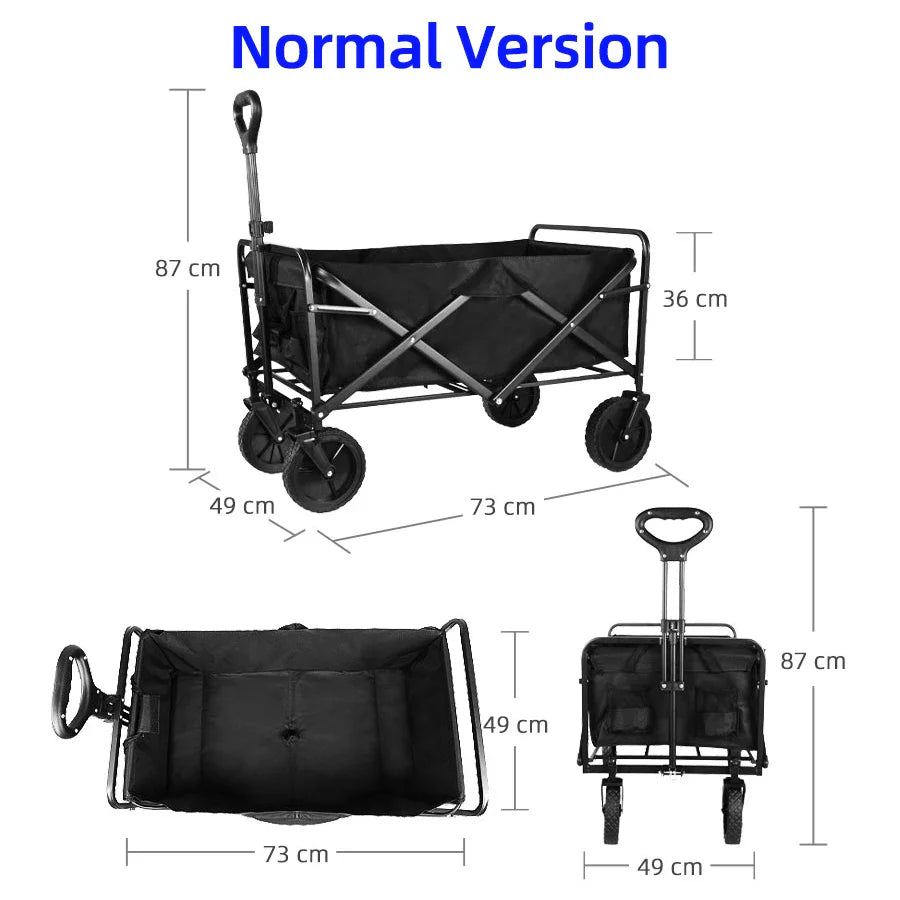 Heavy Duty Collapsible Folding Beach Wagon – Large-Capacity Portable Utility Cart for Garden & Camping