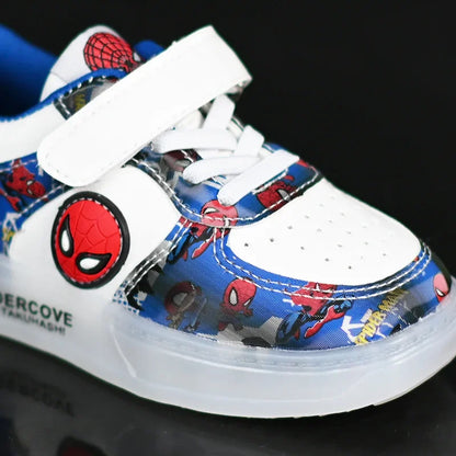 Disney LED Light Kids Shoes – Breathable Spiderman Sneakers for Boys & Girls, Cartoon Casual Sport Footwear