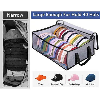 Collapsible Baseball Cap Storage Box - Large Capacity Multifunctional Hat Bag, Holds 40 Hats, Ideal for Dormitory and Bedroom