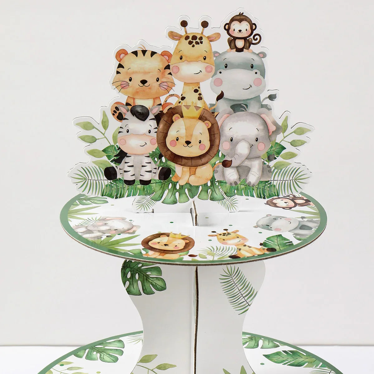 Jungle Animals Safari Cupcake Stand - Baby Shower & Birthday Party Decorations - Cupcake Holder for Kids Wild One Party Supplies