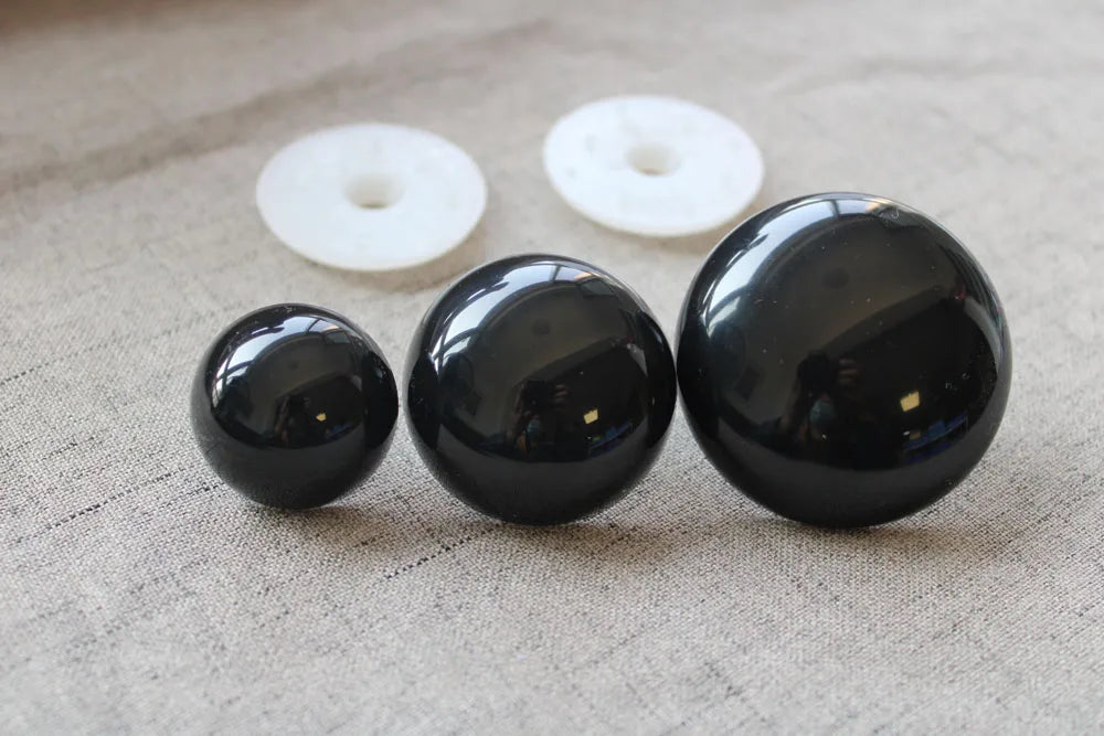 20pcs Black Round Safety Toy Eyes - 4mm to 50mm Craft Eyes with Back Washers