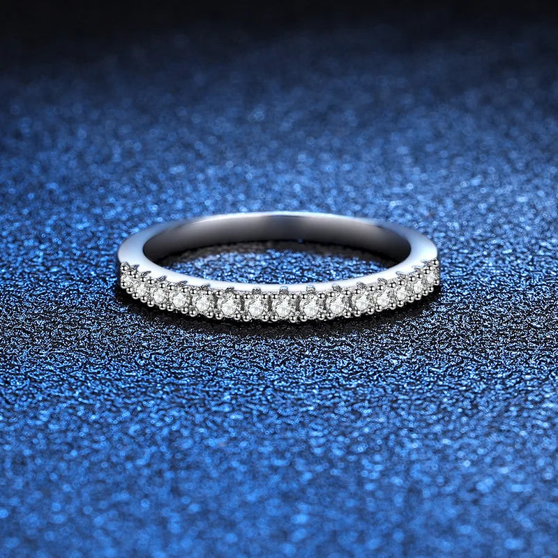100% Pass Diamond Tester Pen & Moissanite Ring – Matching 925 Sterling Silver Wedding Band for Women