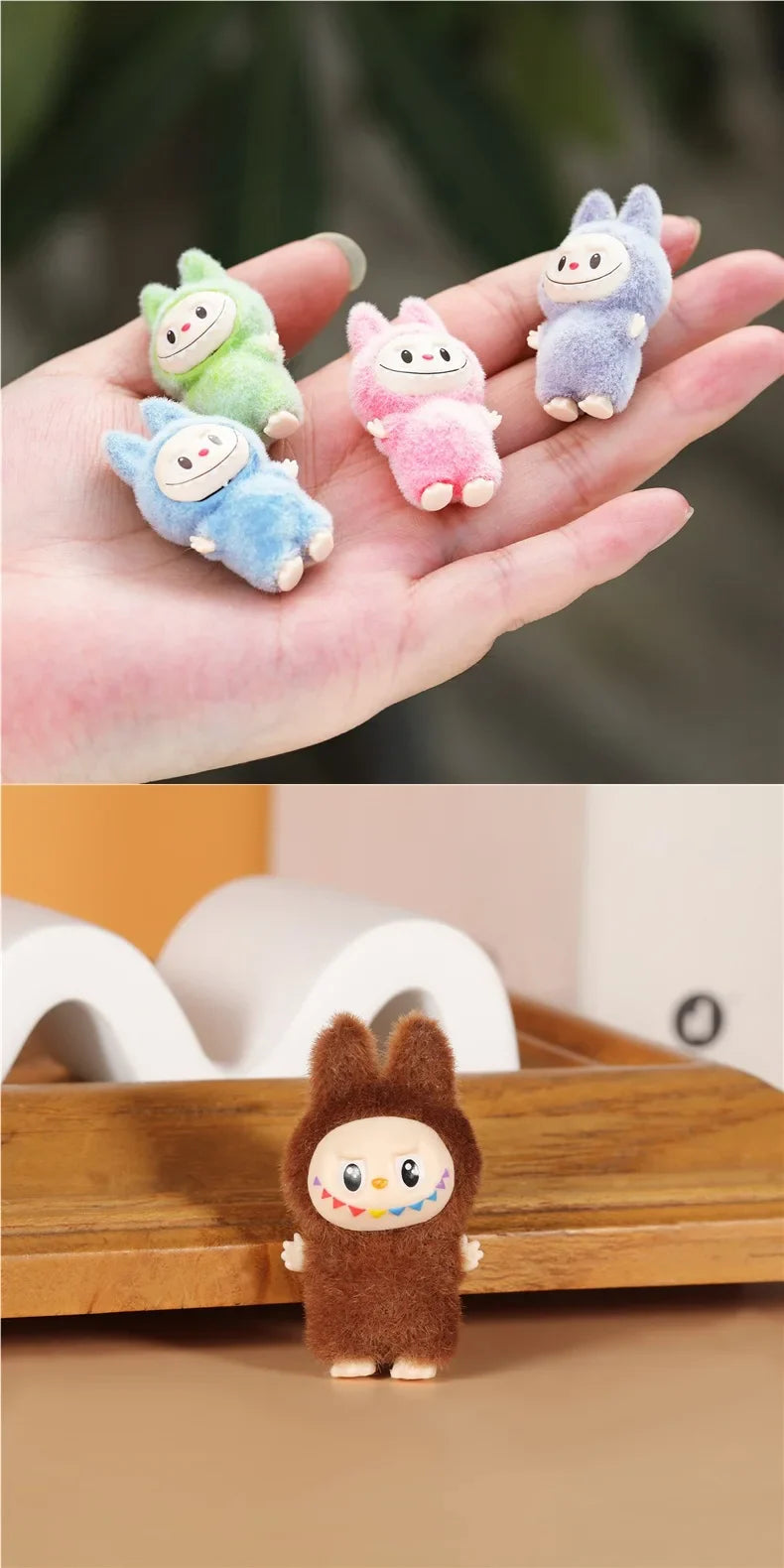 Labubu Mini Plush Toy 4.3cm – Sitting Posture Handmade Cartoon DIY Desktop Ornament Mystery Box Gift