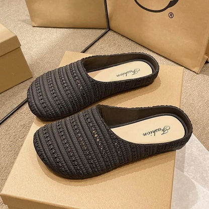 Breathable Hollow Half Slippers - Lightweight Flat Bottom Anti-Slip Summer Sandals