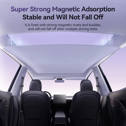 YZ Magnetic Suction Clip Sun Shades for Tesla Model 3/Y Highland 2021-2025 – Front & Rear Glass Roof Sunroof Skylight Sunshade