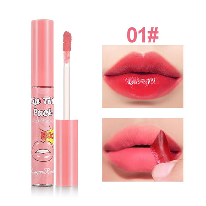 Peel-Off Waterproof Lip Gloss & Lip Stain – Long Lasting Non-Stick Matte Liquid Lipstick, Rose Tint Tattoo Effect Makeup for Bold Color Lips