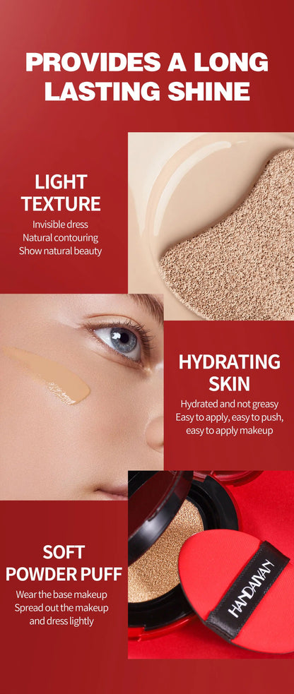 BB Cream Air Cushion Foundation - Full Coverage, Waterproof & Long-Lasting Brightening Makeup for Women - Korean Cosmetics