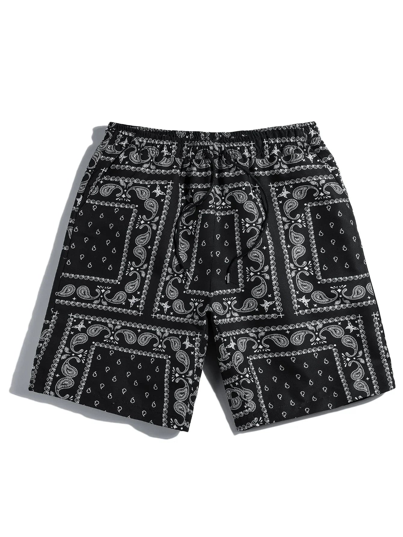 Trendy Bandana Graphic Beach Shorts - Men’s Summer 3D Printed Swim Trunks